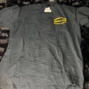 USMC Black T-Shirt with Blue Logo